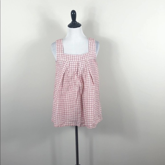 Max Studio Top Red Plaid Linen Blend Tank - Picture 4 of 6
